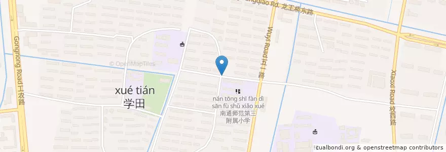 Mapa de ubicacion de 千禧园 en 中国, 南通市, 崇川区, 学田街道.