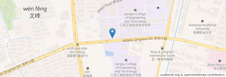 Mapa de ubicacion de 南通纺织学院西区 en China, 南通市, 崇川区, 学田街道.