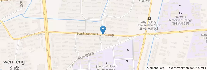 Mapa de ubicacion de 学田菜场 en China, 南通市, 崇川区, 学田街道.