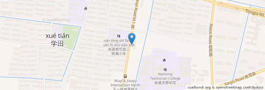 Mapa de ubicacion de 学田街办 en 中国, 南通市, 崇川区, 学田街道.
