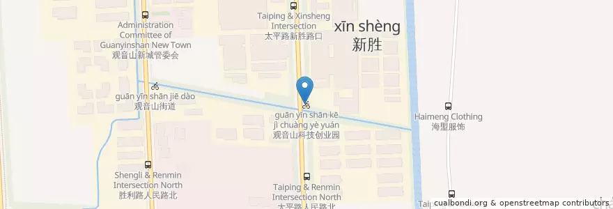 Mapa de ubicacion de 观音山科技创业园 en China, 南通市, 崇川区, 观音山街道.