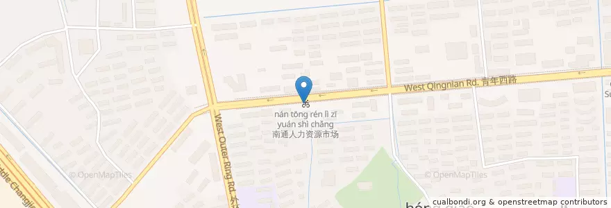 Mapa de ubicacion de 南通人力资源市场 en 中国, 南通市, 崇川区, 虹桥街道.
