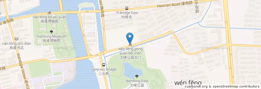 Mapa de ubicacion de 文峰公园北门 en 中国, 南通市, 崇川区.