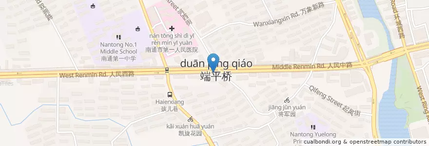 Mapa de ubicacion de 端平桥西 en 중국, 南通市, 崇川区, 和平桥街道.