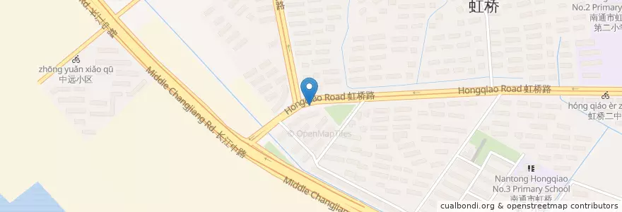 Mapa de ubicacion de 虹桥新苑 en Cina, 南通市, 崇川区, 虹桥街道.