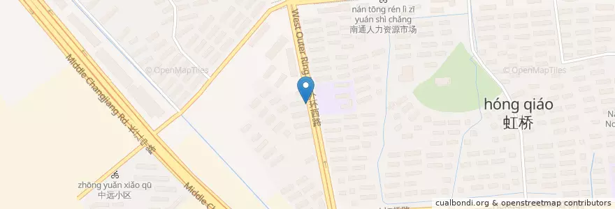 Mapa de ubicacion de 虹桥西村 en 중국, 南通市, 崇川区, 虹桥街道.