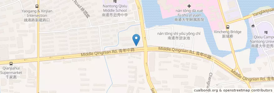 Mapa de ubicacion de 青年路新村 en Китай, 南通市, 崇川区, 虹桥街道.