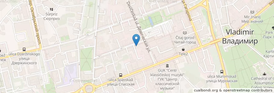 Mapa de ubicacion de Искушение en Rusia, Distrito Federal Central, Óblast De Vladímir, Городской Округ Владимир.