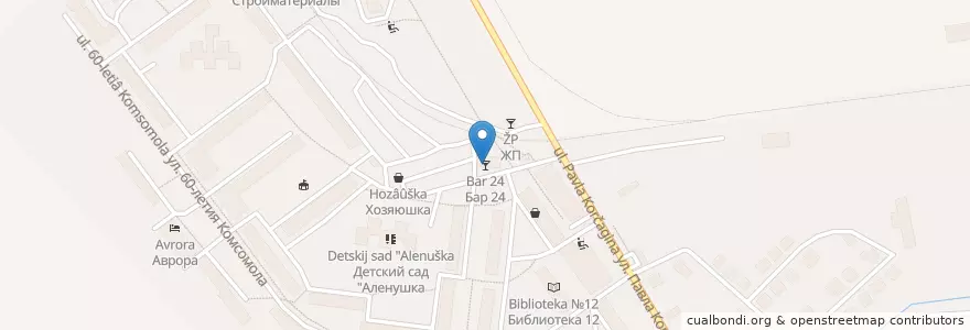 Mapa de ubicacion de Бар 24 en روسيا, Приволжский Федеральный Округ, أوبلاست كيروف, Городской Округ Киров.