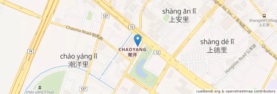 Mapa de ubicacion de 查理布朗咖啡 en Taiwan, 臺中市, 西屯區.