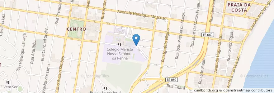 Mapa de ubicacion de Colégio Marista - Estacionamento Rua Helena en ブラジル, 南東部地域, エスピリト サント, Região Geográfica Intermediária De Vitória, Região Metropolitana Da Grande Vitória, ヴィラ・ヴェーリャ, Microrregião Vitória.