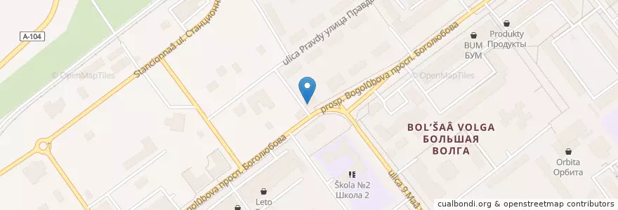 Mapa de ubicacion de Баня №3 en 러시아, Центральный Федеральный Округ, Московская Область, Городской Округ Дубна.