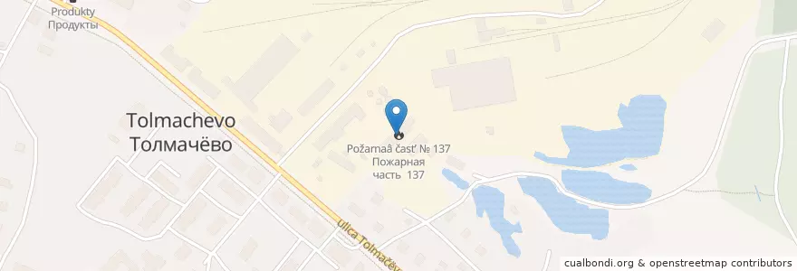 Mapa de ubicacion de Пожарная часть № 137 en Russland, Föderationskreis Nordwest, Oblast Leningrad, Rajon Luga, Толмачёвское Городское Поселение.