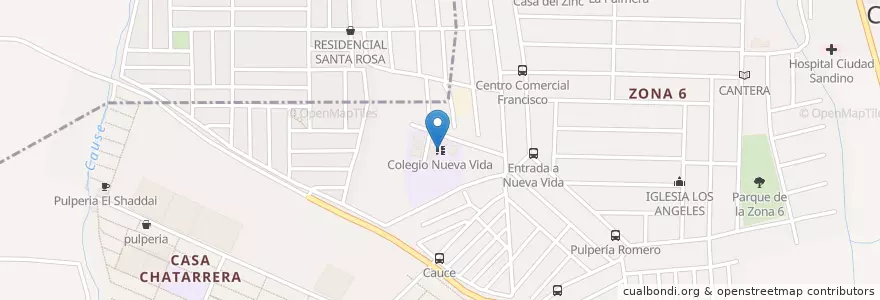 Mapa de ubicacion de Colegio Nueva Vida en Nicaragua, Departamento De Managua, Ciudad Sandino (Municipio).