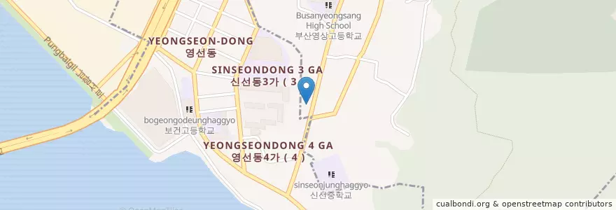 Mapa de ubicacion de 영선동 en 대한민국, 부산, 영도구, 영선동.