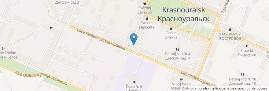 Mapa de ubicacion de Центральная аптека en Russie, District Fédéral De L'Oural, Oblast De Sverdlovsk, Северный Управленческий Округ, Городской Округ Красноуральск.