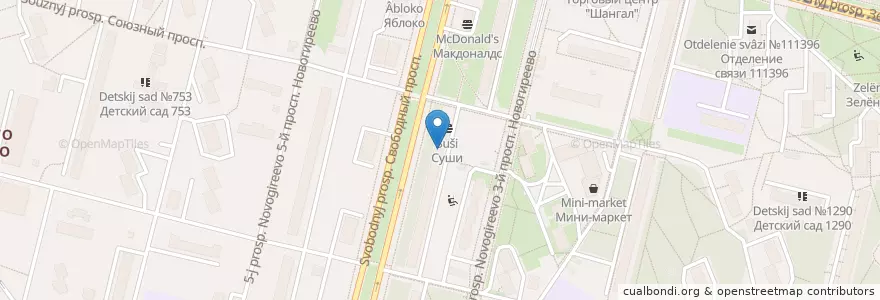 Mapa de ubicacion de СовКомБанк en Rússia, Distrito Federal Central, Москва, Восточный Административный Округ, Район Новогиреево.