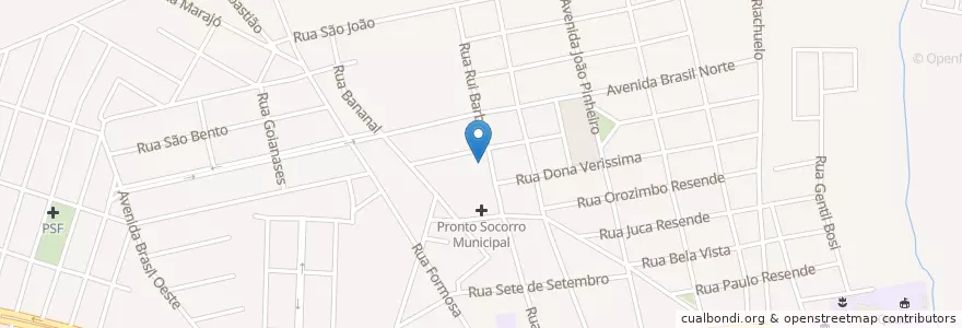Mapa de ubicacion de Asilo São Vicente de Paulo en 브라질, 남동지방, 미나스제라이스, Microrregião Patrocínio, Região Geográfica Intermediária De Uberlândia, Monte Carmelo.
