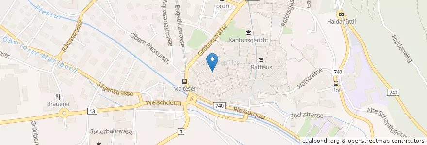 Mapa de ubicacion de Piranha en Svizzera, Grigioni, Plessur, Chur.