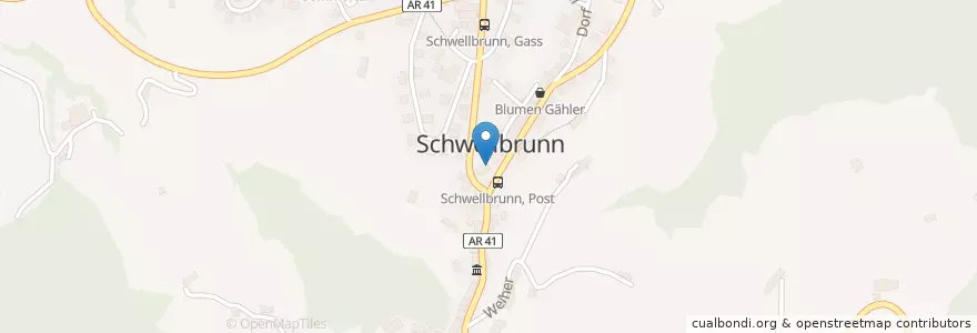 Mapa de ubicacion de Raiffeisen en Schweiz/Suisse/Svizzera/Svizra, Appenzell Ausserrhoden, Sankt Gallen, Hinterland, Schwellbrunn.