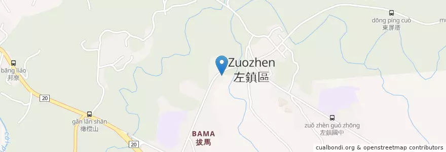 Mapa de ubicacion de 臺南市左鎮區老人活動中心 en 臺灣, 臺南市, 左鎮區.