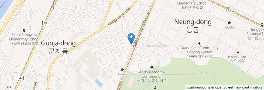 Mapa de ubicacion de Yoger Presso en Corea Del Sud, Seul, 광진구, 군자동.