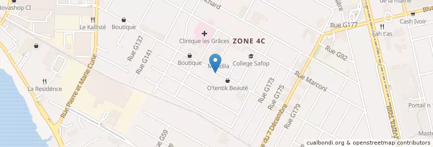 Mapa de ubicacion de Lavage Autos en Costa D'Avorio, Abidjan, Marcory.