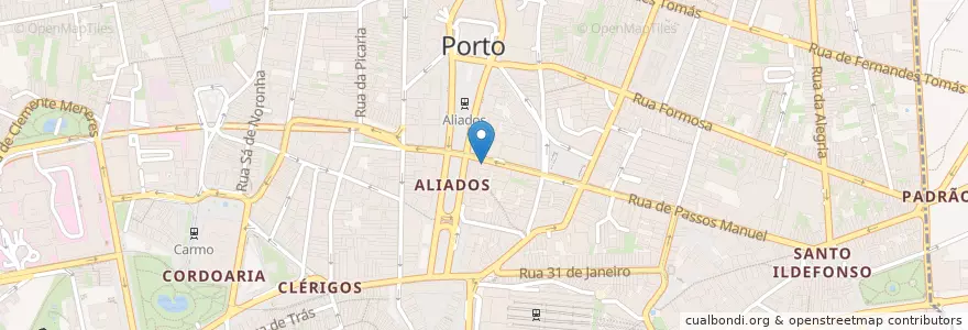 Mapa de ubicacion de Montepio Geral en ポルトガル, ノルテ, Área Metropolitana Do Porto, Porto, Porto, Cedofeita, Santo Ildefonso, Sé, Miragaia, São Nicolau E Vitória.