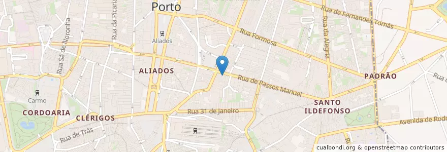 Mapa de ubicacion de La Ricotta en Portugal, Norte, Área Metropolitana Do Porto, Porto, Porto, Cedofeita, Santo Ildefonso, Sé, Miragaia, São Nicolau E Vitória.