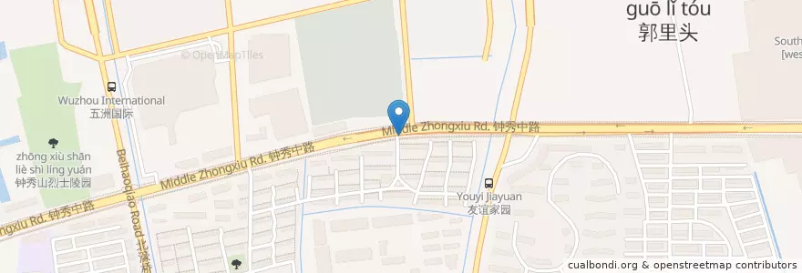Mapa de ubicacion de 北濠桥东村北门 en 中国, 南通市, 崇川区.
