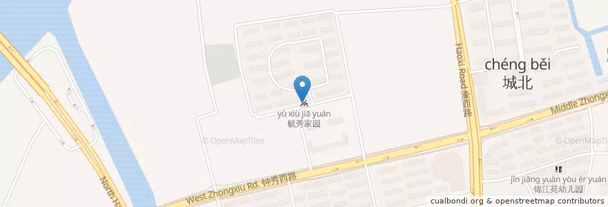 Mapa de ubicacion de 毓秀家园 en چین, 南通市, 崇川区.