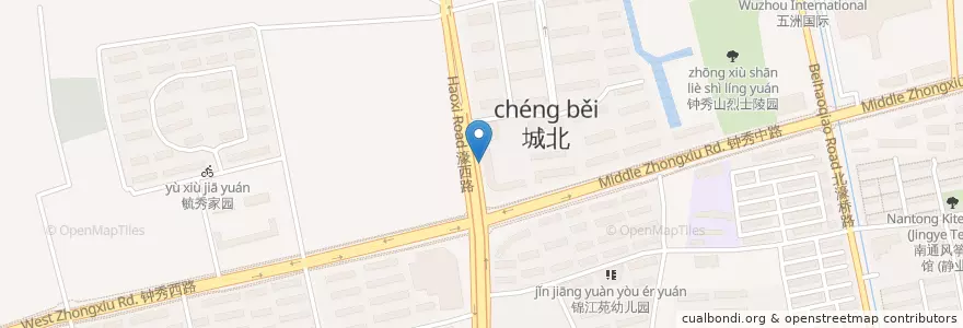 Mapa de ubicacion de 百花农贸市场 en 중국, 南通市, 崇川区.