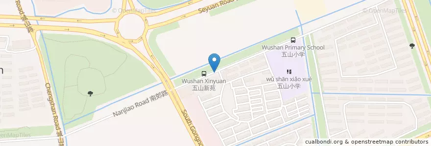 Mapa de ubicacion de 五山新苑北门 en 中国, 南通市, 崇川区, 狼山镇街道.