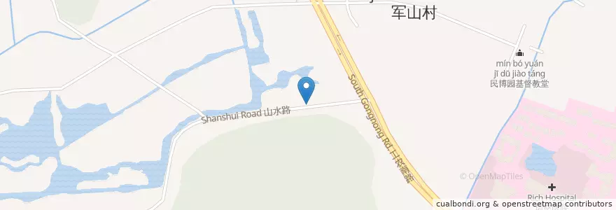 Mapa de ubicacion de 军山景区 en China, 南通市, 崇川区, 狼山镇街道.