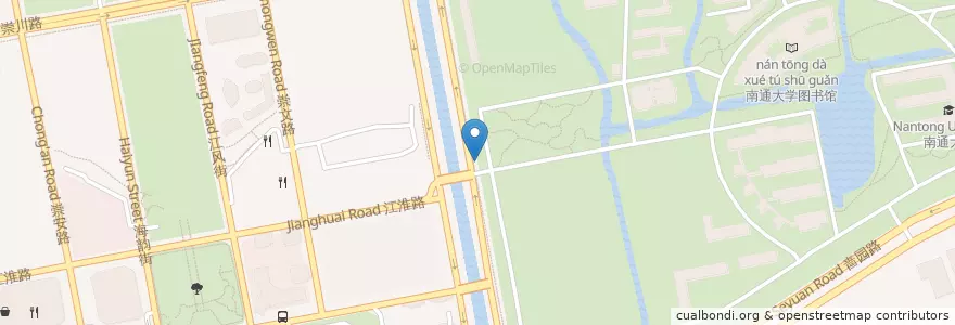 Mapa de ubicacion de 南通大学西门 en 中国, 南通市, 崇川区, 文峰街道, 狼山镇街道.