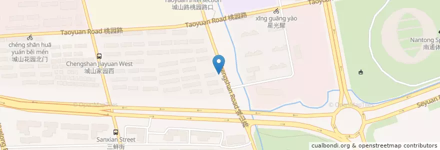 Mapa de ubicacion de 城山家园 en China, Nantong City, Chongchuan District, 狼山镇街道.