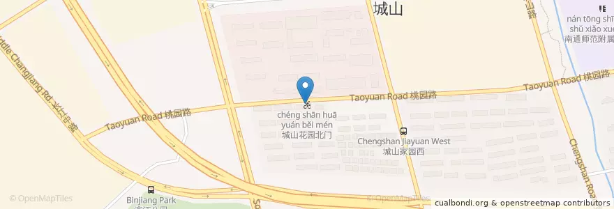 Mapa de ubicacion de 城山花园北门 en China, 南通市, 崇川区, 狼山镇街道.