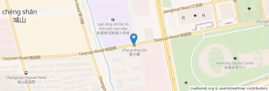 Mapa de ubicacion de 星光耀 en 中国, 南通市, 崇川区, 狼山镇街道.