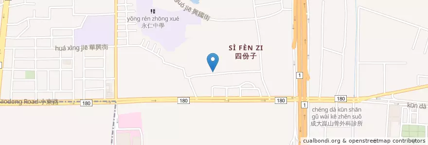 Mapa de ubicacion de 臺南市永康區光復里活動中心 en Taiwan, 臺南市, 永康區.