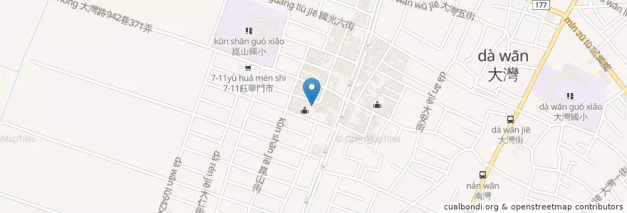 Mapa de ubicacion de 臺南市永康區崑山里活動中心 en 타이완, 타이난 시, 융캉구.