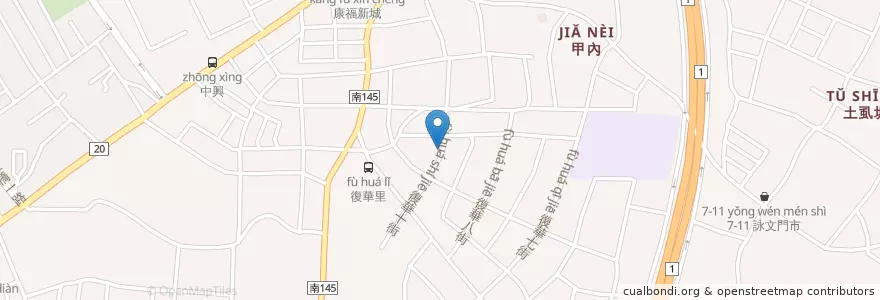 Mapa de ubicacion de 臺南市永康區復華里活動中心 en Taiwan, Tainan, 永康區.