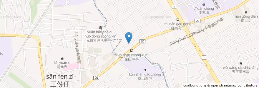 Mapa de ubicacion de 臺南市永康區西橋里活動中心 en Taiwan, Tainan, 永康區.