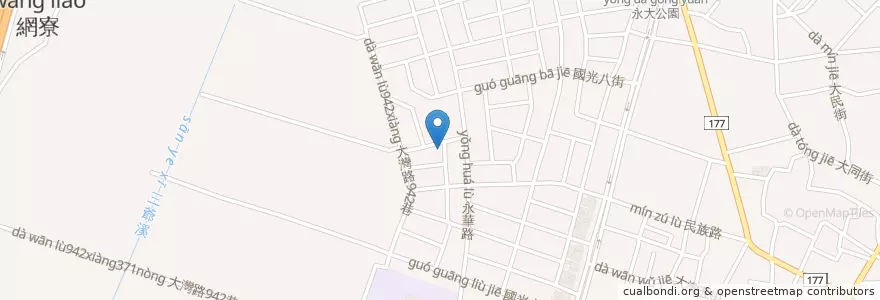 Mapa de ubicacion de 臺南市永康區西灣里活動中心 en 臺灣, 臺南市, 永康區.