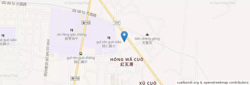 Mapa de ubicacion de 臺南市歸仁區歸仁里活動中心 en 臺灣, 臺南市, 歸仁區.