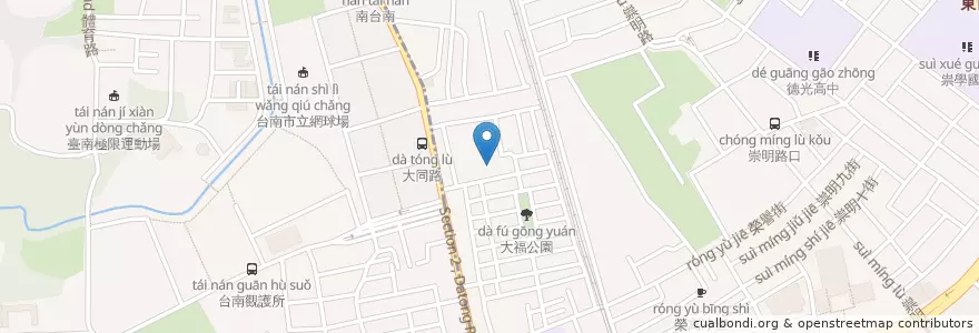 Mapa de ubicacion de 臺南市東區大德里活動中心 en Tayvan, 臺南市, 東區.