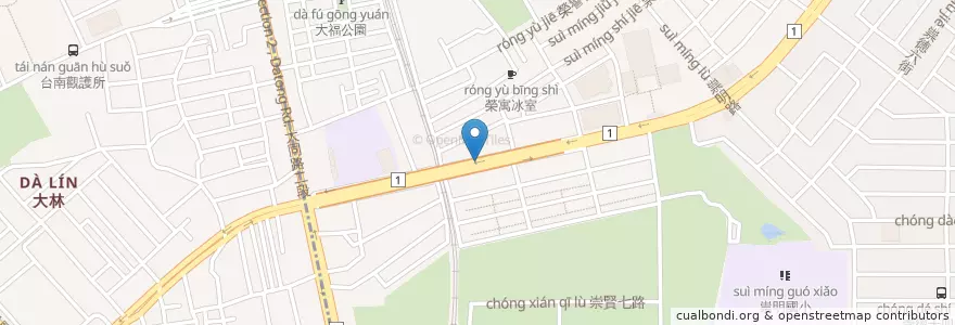 Mapa de ubicacion de 臺南市東區忠孝里活動中心 en 臺灣, 臺南市, 東區.