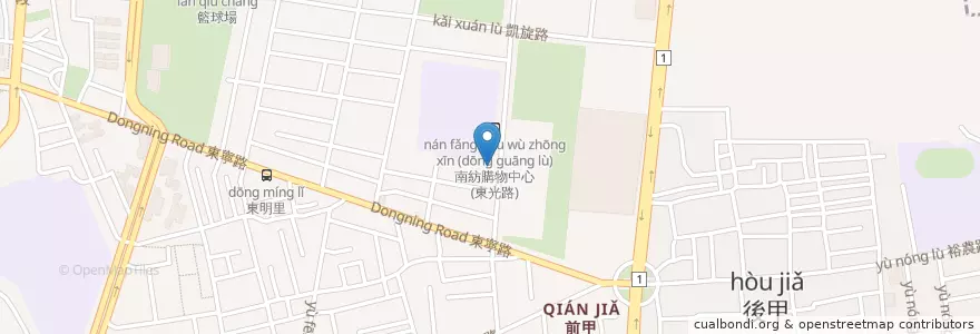 Mapa de ubicacion de 臺南市東區東光社區活動中心 en Тайвань, Тайнань, 東區.