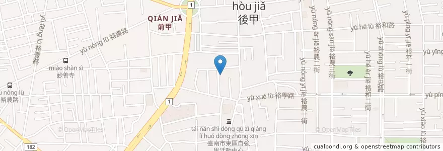 Mapa de ubicacion de 臺南市東區東聖里活動中心 en تايوان, تاينان, 東區.
