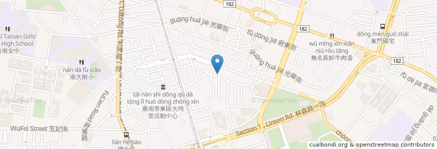 Mapa de ubicacion de 臺南市東區泉南里活動中心 en تایوان, 臺南市, 東區.