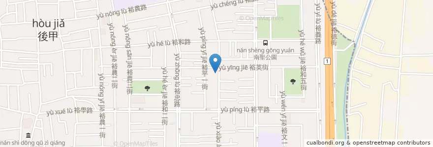 Mapa de ubicacion de 臺南市東區關聖社區活動中心 en 臺灣, 臺南市, 東區.